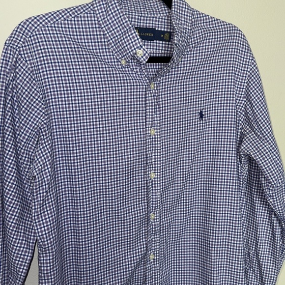 Ralph Lauren Purple Plaid Button Up Mens Med 100% Cotton Professional Work EUC - Picture 2 of 14